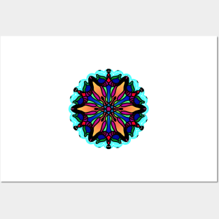 Sunburst Star Flower Pattern Posters and Art